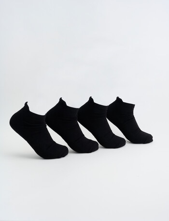 Gym Equipment Low-Cut Tab-Top Sock, 4-Pack, Black product photo