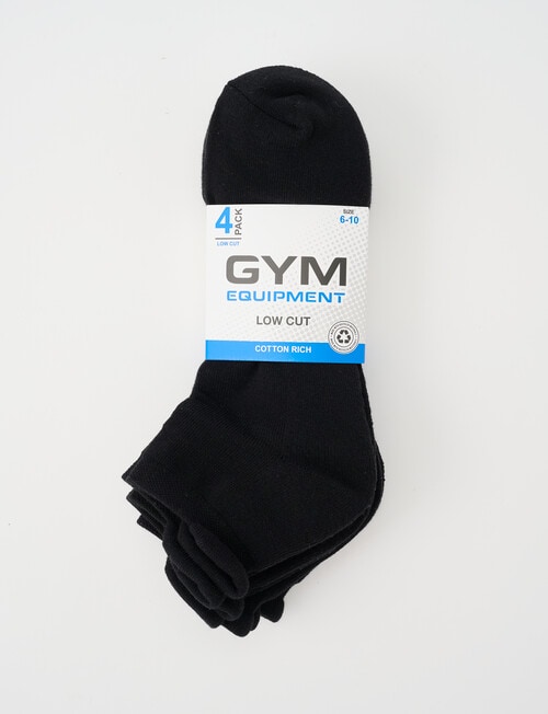 Gym Equipment Low-Cut Tab-Top Sock, 4-Pack, Black product photo View 02 L