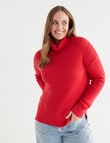 North South Merino Textured Roll Neck Jumper, Red product photo View 04 S