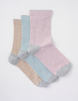 Columbine Stripe Cotton Crew Sock, 3-Pack, Pink, Sky & Orange product photo