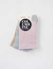 Columbine Stripe Cotton Crew Sock, 3-Pack, Pink, Sky & Orange product photo View 02 S