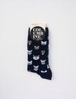 Columbine Dog Faces Cotton Crew Sock, Navy product photo View 02 S