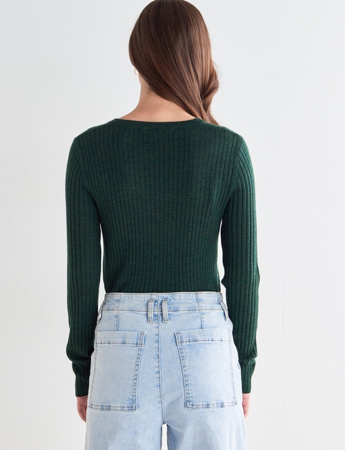 North South Merino Rib V-Neck Sweater, Forest product photo View 02 L