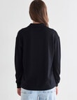 North South Merino Polo Collared Jumper, Black product photo View 02 S