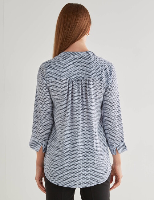 Oliver Black Geometric Design Mandarin Shirt, Blue product photo View 02 L