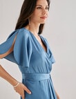 Harlow Short Sleeve Midi Mock Wrap Dress, Dusky Blue product photo View 04 S