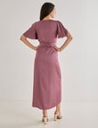 Harlow Short Sleeve Midi Mock Wrap Dress, Mauve product photo View 02 S
