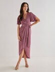 Harlow Short Sleeve Midi Mock Wrap Dress, Mauve product photo View 03 S