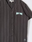 Mac & Ellie Short Sleeve Stripe Baseball Shirt, Charcoal product photo View 03 S