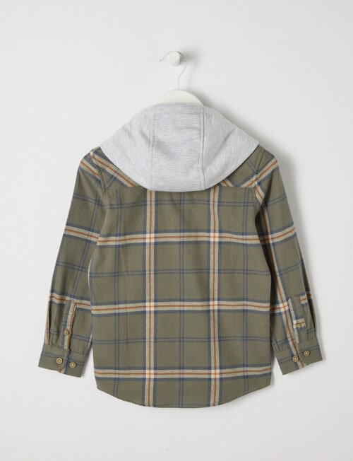 Mac & Ellie Hooded Check Shirt, Khaki product photo View 02 L