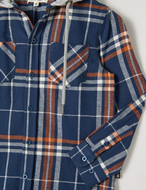 Mac & Ellie Hooded Check Shirt, Navy product photo View 03 L