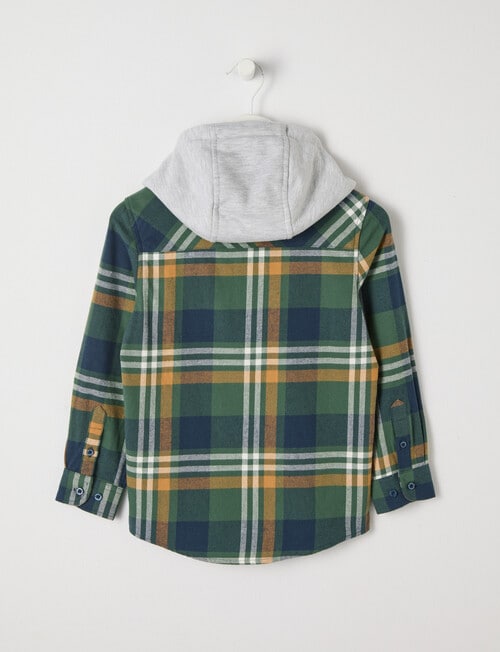 Mac & Ellie Hooded Check Shirt, Green product photo View 02 L