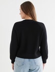 North South Merino Cropped Cardigan, Black product photo View 02 S