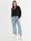 North South Merino Cropped Cardigan, Black product photo View 03 S