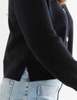 North South Merino Cropped Cardigan, Black product photo View 04 S