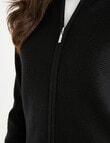 Ella J Merino Rib Zip Jacket, Black product photo View 04 S
