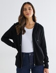 North South Merino Blend Ribbed Zip Thru Hoodie, Black product photo View 07 S