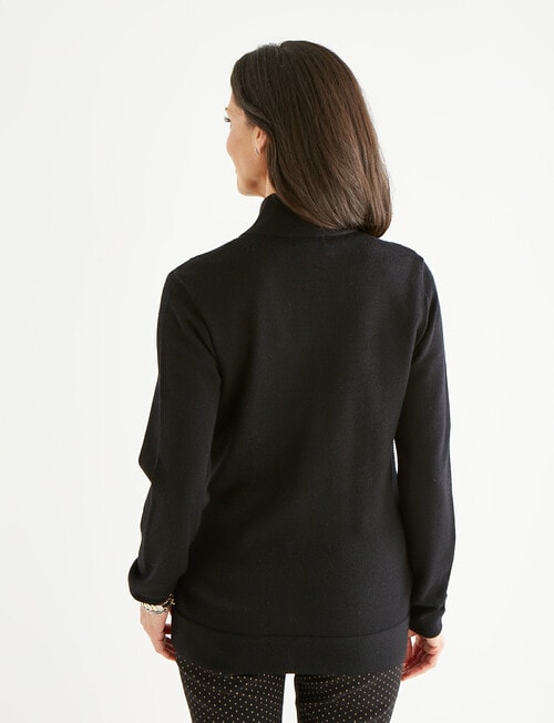 Ella J Merino Rib Zip Jacket, Black product photo View 02 L