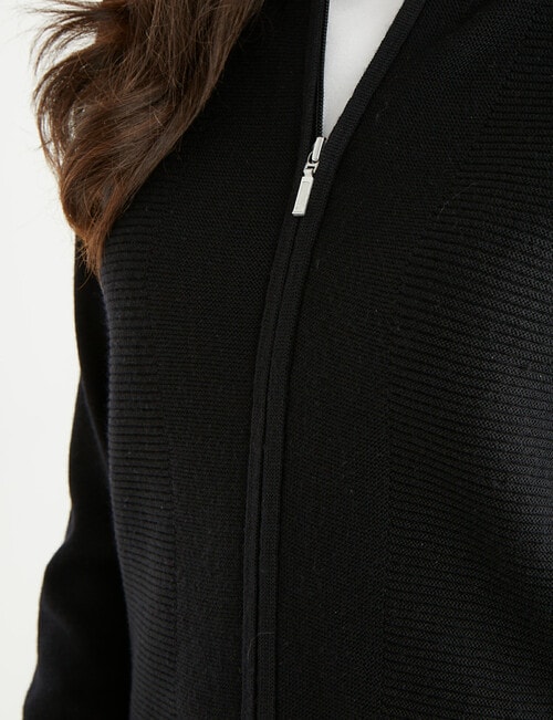 Ella J Merino Rib Zip Jacket, Black product photo View 04 L