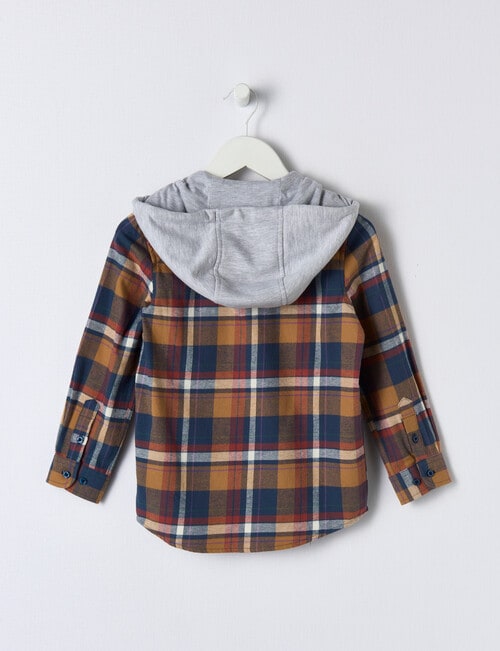 Mac & Ellie Check Hooded Shirt, Brown product photo View 02 L