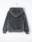 Switch Faux Fur Hooded Jacket, Charcoal product photo View 02 S