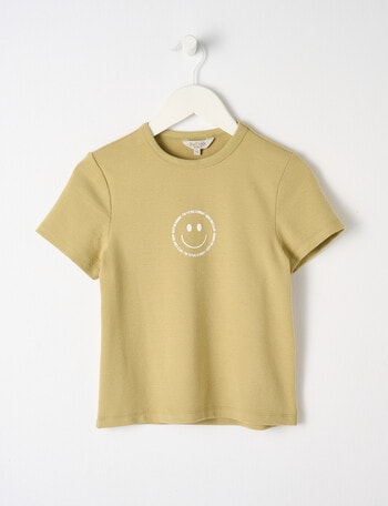 Switch Smile Short Sleeve Crop Rib T-Shirt, Avocado product photo