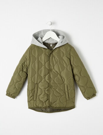 Mac & Ellie Quilted Jacket With Hood, Khaki product photo