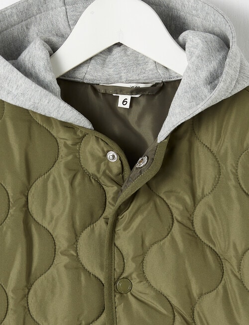 Mac & Ellie Quilted Jacket With Hood, Khaki product photo View 02 L