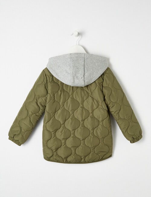 Mac & Ellie Quilted Jacket With Hood, Khaki product photo View 04 L