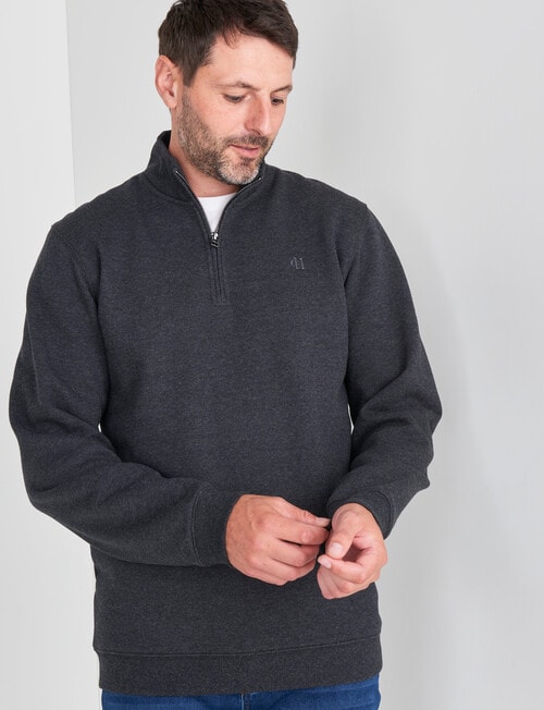 Chisel Miller 1/4 Zip Fleece Sweater, Charcoal Marle product photo View 05 L