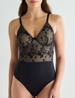 Acapella Adele Embroidered Bodysuit, Black & Nude, 8-16 product photo View 03 S