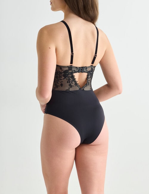 Acapella Adele Embroidered Bodysuit, Black & Nude, 8-16 product photo View 02 L