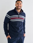 Line 7 Tommy 1/4 Zip Stripe Fleece Sweatshirt, Navy product photo