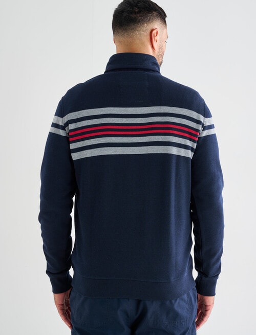 Line 7 Tommy 1/4 Zip Stripe Fleece Sweatshirt, Navy product photo View 02 L