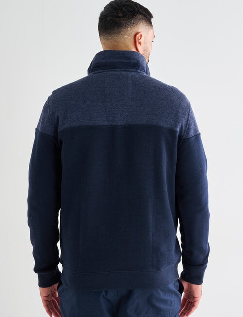 Line 7 Chriss 1/4 Zip Colourblock Fleece Sweatshirt, Navy product photo View 02 L