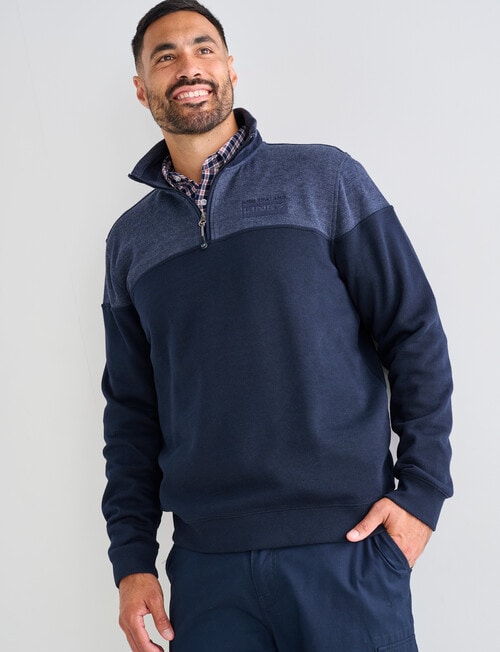 Line 7 Chriss 1/4 Zip Colourblock Fleece Sweatshirt, Navy product photo View 04 L