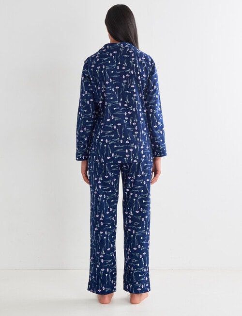 Whistle Sleep Floral Flannel PJ Set, Navy Blue product photo View 02 L