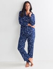Whistle Sleep Floral Flannel PJ Set, Navy Blue product photo View 03 S