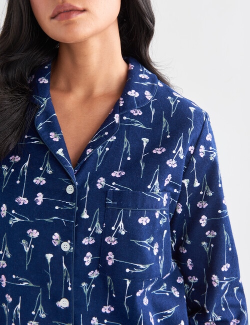 Whistle Sleep Floral Flannel PJ Set, Navy Blue product photo View 04 L