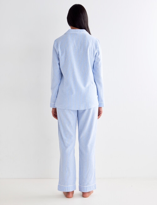 Whistle Sleep Stripped Flannel PJ Set, Blue product photo View 02 L