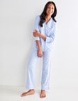 Whistle Sleep Striped Flannel PJ Set, Blue product photo View 03 S