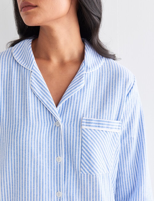 Whistle Sleep Striped Flannel PJ Set, Blue product photo View 04 L
