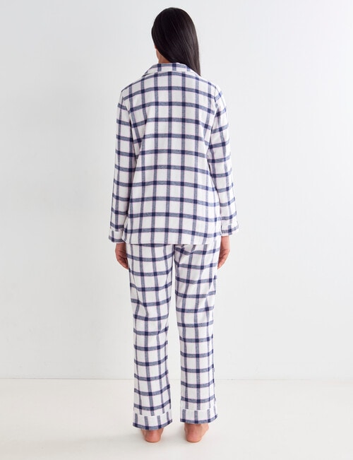 Whistle Sleep Check Flannel PJ Set, White & Navy product photo View 02 L