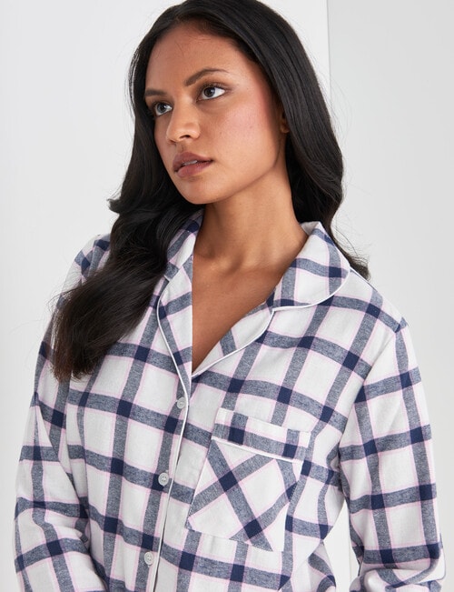 Whistle Sleep Check Flannel PJ Set, White & Navy product photo View 04 L