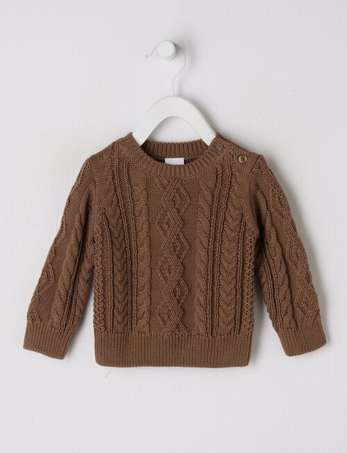 Teeny Weeny Cable Crew Jumper, Camel product photo