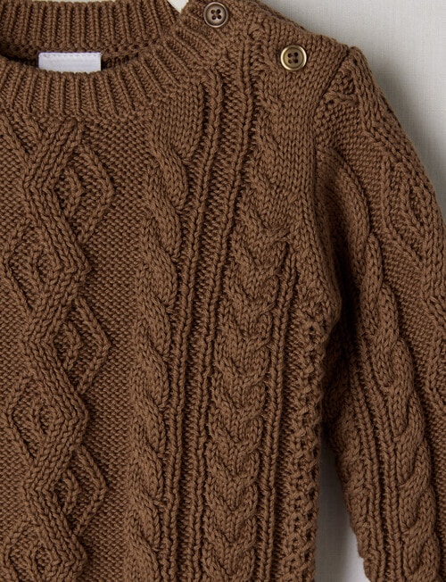 Teeny Weeny Cable Crew Jumper, Camel product photo View 02 L