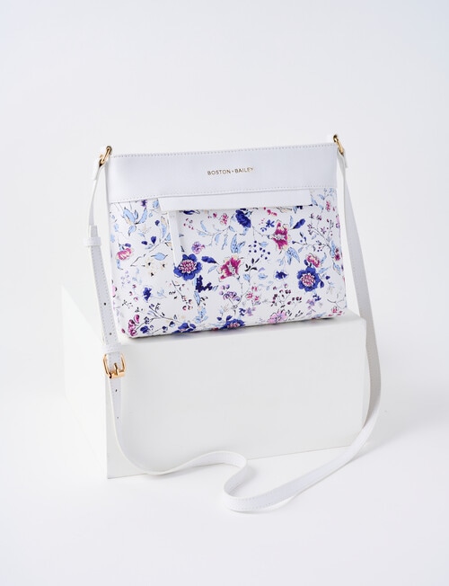Boston + Bailey Leila Floral Crossbody Bag, White product photo