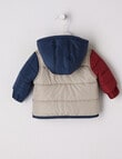 Teeny Weeny Colour Block Puffer Jacket, Blue & Red product photo View 02 S