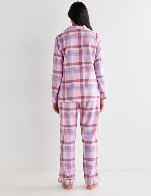 Whistle Sleep Check Flannel PJ Set, Pale Pink product photo View 02 L