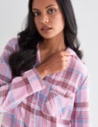 Whistle Sleep Check Flannel PJ Set, Pale Pink product photo View 04 S